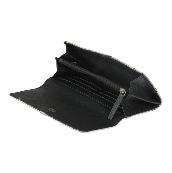 New Myra Bag Black & White Cowhide Leather Wallet - Picture 4 of 7